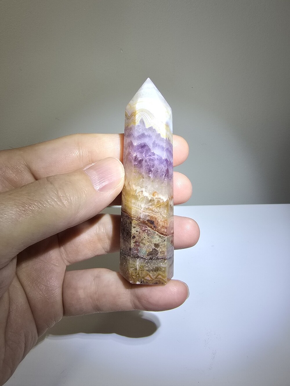 Amethyst Lace Agate Crystal Tower #C - Picture 3 of 5